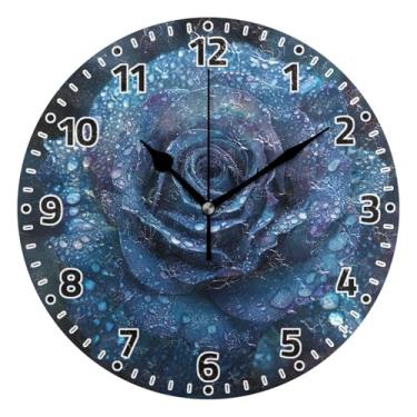 Imagem de WELLDAY Relógio de parede sem tique-taque 25,4 cm - Relógio redondo silencioso de quartzo operado por bateria rosa azul para casa/escritório/cozinha/sala de aula