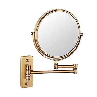 Imagem de LMJYU Espelho de maquiagem 3 x espelho de banheiro giratório dupla face dobrável forma redonda espelho cosmético