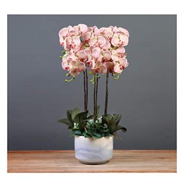 Imagem de LMJYU Arranjo de flores artificiais para presentes de orquídeas - Orquídeas de seda de toque real Phalaenopsis Orquídeas Bonsai simulação de borboleta falsa para casa/escritório/pai