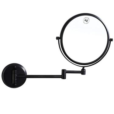 Imagem de LMJYU Espelho de maquilhagem, espelho de beleza de dois lados montado na parede, ampliação 3x, espelho de casa de banho giratório 360°, espelho cosmético extensível, cobre antigo