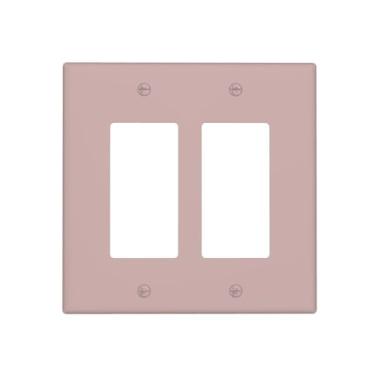 Imagem de WUYOCHA Capas decorativas rosa rosa para interruptor de luz de 2 gangs, placas de parede com balancim duplo para tomadas elétricas, capas de placa de interruptor para quarto, cozinha, decoração de