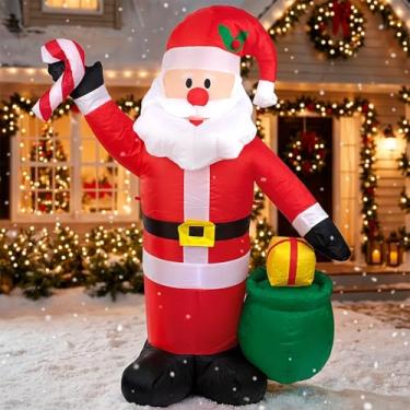 Imagem de Papai Noel Inflável Gigante 120 cm Bivolt Decoração Natal Jardim Quintal Casa Shopping Mansão