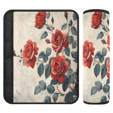 Imagem de Burbuja Capa para cinto de segurança de carro Valentine Roses Protetor de cinto de segurança de carro macio confortável para alça de ombro de assento de carro, 1 par pequeno