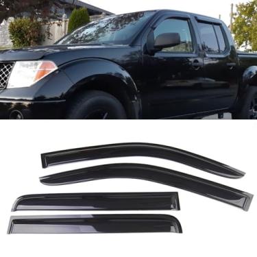 Imagem de Viseiras de chuva e sol, janela matizada fumê protetor de ventilação compatível com Nissan Frontier Crew Cab 2005-2021