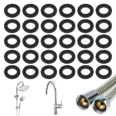 Imagem de LXUEJIE Pacote com 30 arruelas de mangueira de chuveiro, arruelas de borracha, vedações de mangueira de 1/2 polegada, anéis de vedação de torneira de vedação, arruela de cabeça de chuveiro para