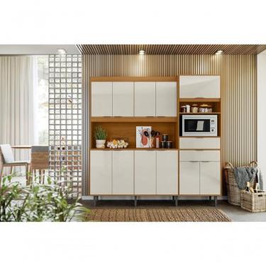 Imagem de Kit Cozinha Bahamas 2.0 Com 11 Portas E 2 Gavetas Jequitiba Off White Lukaliam