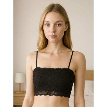 Imagem de Sutiã com Bojo de Renda Top Faixa - c2 MELISSA, Preto, PP