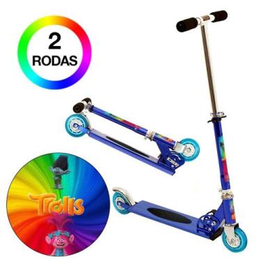 Imagem de Patinete Infantil Trolls de Duas Rodas Ajuste de Altura Azul