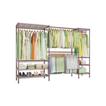 Imagem de Ulif E11 Suporte para roupas resistentes, rack de roupas independente de metal e sistema organizador de armário com 8 prateleiras e 4 varões, (73 cm - 97 cm (L) x 37 cm P x 180 cm A, carga 469 kg