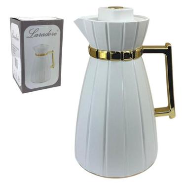 Imagem de Garrafa Térmica de Café Laradore Bela - Branca e Dourada 1L