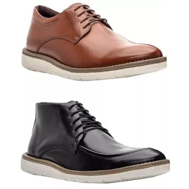 Imagem de Kit Sapato Social Masculino em Couro Legítimo, Confortável, Palmilha Ortopédica (Conhaque/Preta, BR, Adulto, Numérico, 42)