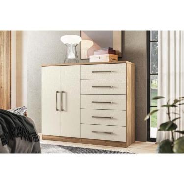 Imagem de Cômoda Casal Malaga 2.5 2 Portas E 5 Gavetas Jatoba-areia - Santos Andirá