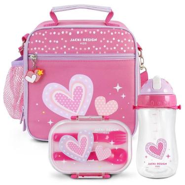 Imagem de Kit Lancheira Térmica, Pote Marmita 400ml E Garrafa 460ml Infantil Piccolino Pink