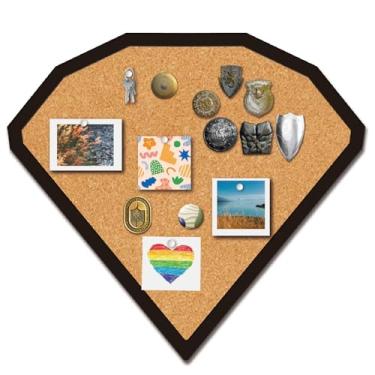 Imagem de CRASPIRE Placa de cortiça com alfinete de diamante emoldurado para exibição de boletim de madeira, quadro de cortiça decorativo, 26 x 24 cm, suporte de lapela, broche de memória, armazenamento para