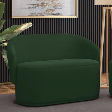 Imagem de Sofá 2 Lugares Namoradeira Orgânica Para Sala Malu Veludo Verde M11 - D'rossi
