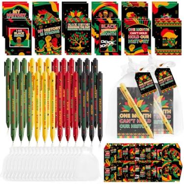 Imagem de 24 conjuntos/96 peças presentes para o mês da história negra, cadernos afro-americanos com canetas esferográficas inspiradoras, mini blocos de notas de história negra, diário para o dia da liberdade