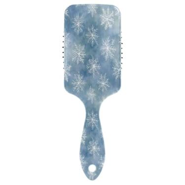 Imagem de Blueangle Escova de cabelo branca com flocos de neve – escova de desembaraçar elimina nós e quebras, escova de cabelo de viagem para crianças, adultos e todos os tipos de cabelo (524)