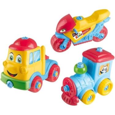 Imagem de Kit Moto Trem E Caminhão de Brinquedo Multicolorido