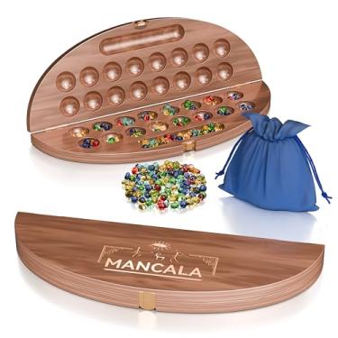 Imagem de Wooden Mancala Board Game Set, Classic 2-Player Folding Game, Fun Classic Table Game with Solid Wooden Board for Adults (Wood)