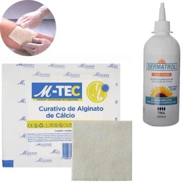 Imagem de Kit Feridas Machucado 01 Alginato Calcio 10x10cm + 01 Óleo Dermatrol