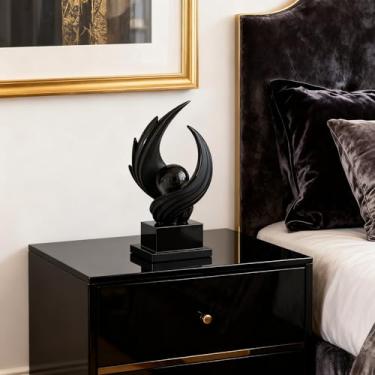 Imagem de AWNR Escultura abstrata dourada para decoração de casa - detalhes de decoração de casa para mesa de cabeceira, prateleiras, sala de jantar, mesa de entrada, escritório, acessórios de mesa (preto B)