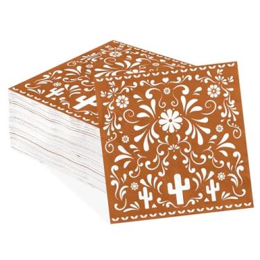 Imagem de 100 pçs de barro mexicanos guardanapos de papel de coquetel 3 camadas terracota mexicana cerâmica argila cerâmica absorvente toalhas de mão descartáveis cerâmica mexicana festa convidados guardanapos