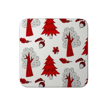 Imagem de Ladrilho Decorativo de Cerâmica Estampa Carvalhos e Abetos Vermelho