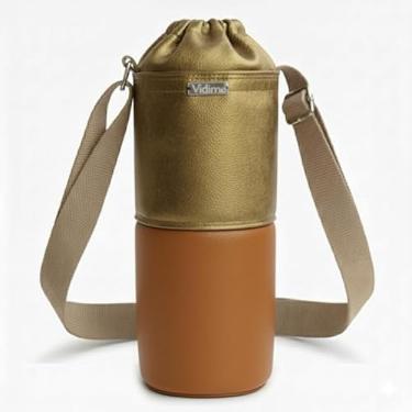 Imagem de Bolsa Térmica (OURO COM CARAMELO) RAMIERE para Garrafa de 1 LITRO em Couro Sintético - Coleção Cores VERÃO 2026
