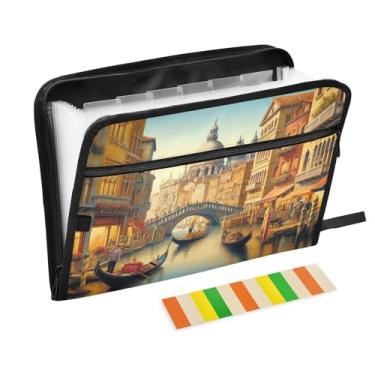 Imagem de Pastas de arquivo expansíveis Sights of Venice Pasta sanfonada de documentos em papel A4 para tamanho carta e tamanho A4 para material de escritório escolar