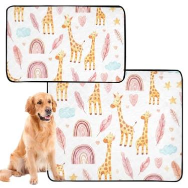 Imagem de Almofadas laváveis para xixi para cães, impermeável, tapete de cercadinho de cachorro, girafas, branco, reutilizável, almofada de treinamento de filhotes, à prova de vazamento, pacote com 3 unidades