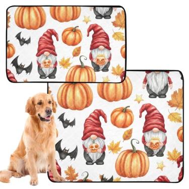 Imagem de TSENQUE Almofadas de xixi laváveis para animais de estimação, abóboras de Halloween, duende laranja, reutilizável, tapete impermeável para caixa de cachorro, absorventes de penico, pequeno, pacote com