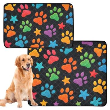 Imagem de TSENQUE Almofadas de xixi laváveis para cães, estampas coloridas de patas, estrelas, pretas, para gatos, tapete impermeável para cães, absorventes de cachorro, almofadas de penico, pequenas x 3