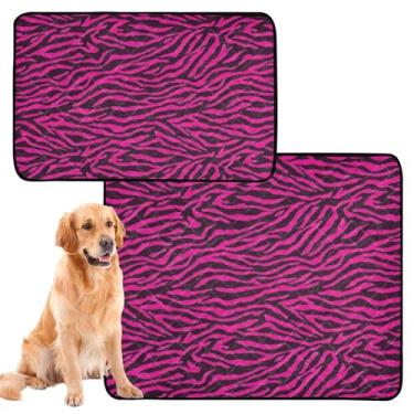 Imagem de Tapetes Marve Rosa Zebra Listrados Reutilizáveis para Animais de Estimação Almofadas de Xixi para Cães Lavável Impermeável Tapetes de Cachorro Absorventes Fofos Absorventes, Treinamento de Banheiro