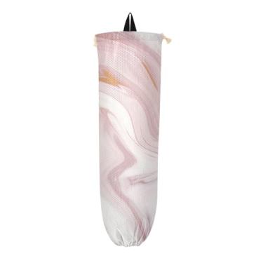 Imagem de Dispensador de sacola de compras de mármore dourado para sacolas plásticas, suporte de sacola de supermercado, bolsa organizadora de parede