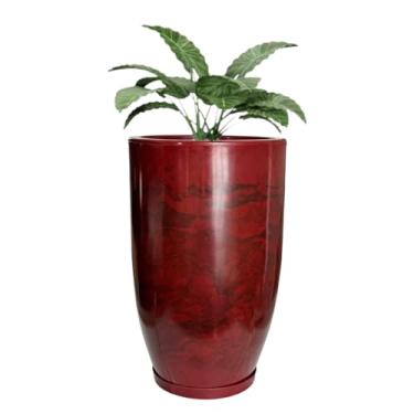 Imagem de Vaso Grande Polietileno Plantas Marmorizado Jardim Sala Casa Varanda 48cm (Bordô)