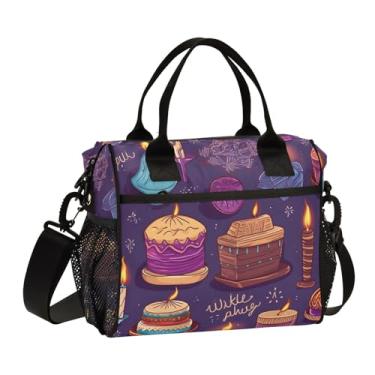 Imagem de GAIGEO Lancheira isolada Hanukkah desenhada à mão com alças, lancheira isolada com bolsos, lancheira térmica para mulheres, P