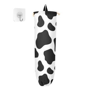 Imagem de Suporte de sacola de compras com estampa de animais de vaca, suporte de sacola de supermercado para cozinha, armazenamento de sacolas de compras de plástico