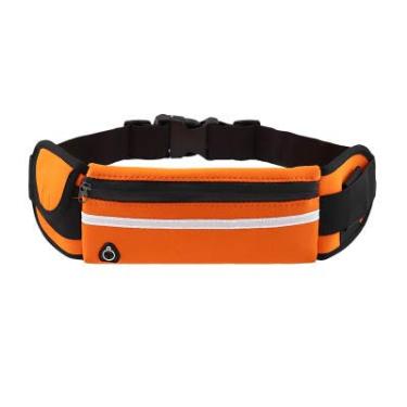 Imagem de Bolsa de cintura para corrida, pochete para mulheres e homens, cinto impermeável, ajustável, acessórios esportivos com porta de fone de ouvido, Laranja, Elegante