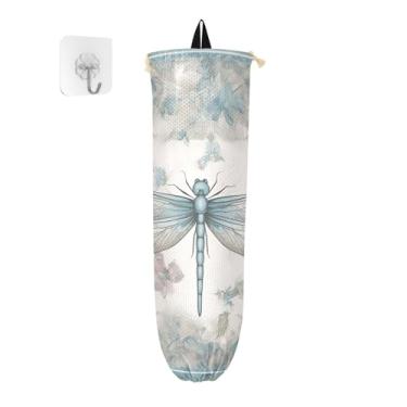 Imagem de Porta-sacos plásticos vintage de libélula rosa, dispensador de sacolas para sacolas de compras, suporte de saco plástico para armário, 1 pacote