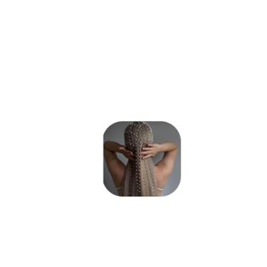 Imagem de Faixa de cabeça de pérola longa com borla para mulheres, casamento, noiva, pérola, cabelo, acessório de cabeça, joia de verão, com contas, para festa de formatura, Medium, liga metálica, Sem Pedra