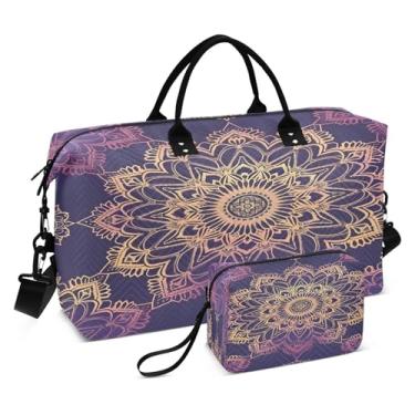 Imagem de CEBUGI Bolsa feminina acolchoada com estampa mandala, grande, bolsa de viagem de fim de semana, bolsas hospitalares para trabalho de parto e parto