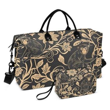 Imagem de CEBUGI Bolsa feminina acolchoada Black Monkey para viagem de fim de semana, bolsa hospitalar para trabalho de parto e parto