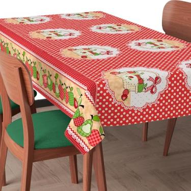 Imagem de Toalha de Mesa Plástica Impermeável Fácil de Limpar para 4 6 8 e 10 Lugares – Jogo Americano Resistente e Decorativo (Frutas Pachwork,4 Cadeiras (1,40x1,40mt))