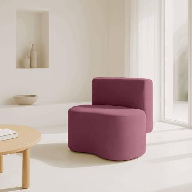 Imagem de Puff Orgânico Feijão Com Encosto Curvo Redondo Sala Resistente Confortável Suede