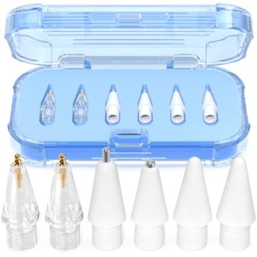 Imagem de AZF Pontas de substituição para Apple Pencil Pro/USB-C/2ª geração/pontas de 1ª geração com caixa de armazenamento, pontas de lápis de substituição de metal resistente ao desgaste para acessórios de