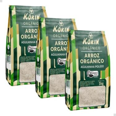 Imagem de 3 x Arroz Agulhinha Polido Orgânico 1kg - Korin