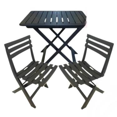 Imagem de Kit Mesa Quadrada Dobrável com 2 Cadeiras de Plástico para Área Gourmet e Casa (2 CADEIRAS)