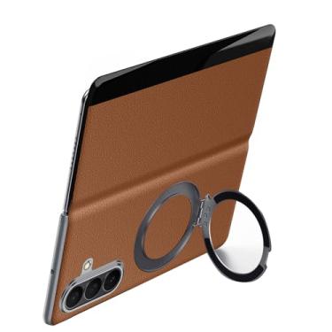Imagem de LYJSMGZ Capa de couro genuíno para Samsung Z Fold7, suporte magnético, microfibra resistente a arranhões, à prova de choque, capa de negócios suporta carregamento sem fio, marrom, Z Fold 7