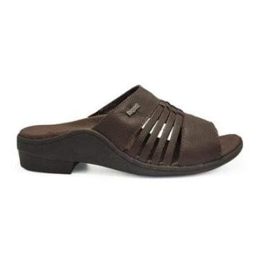 Imagem de Chinelo Itapuã Slide Canoinha Sandália Masculina Couro Canoado 4601S16 - 41 - Marrom-Masculino