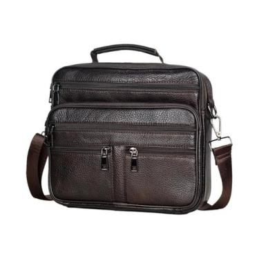 Imagem de Bolsa De Ombro Masculina Em Couro Legítimo Café Tamanho Médio Mensagei